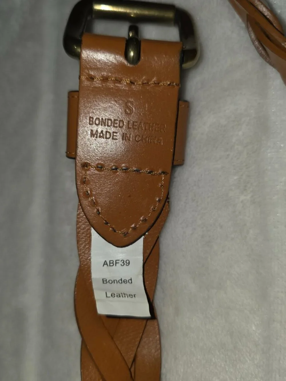 Brown Braided Bonded Leather Belt Small 36